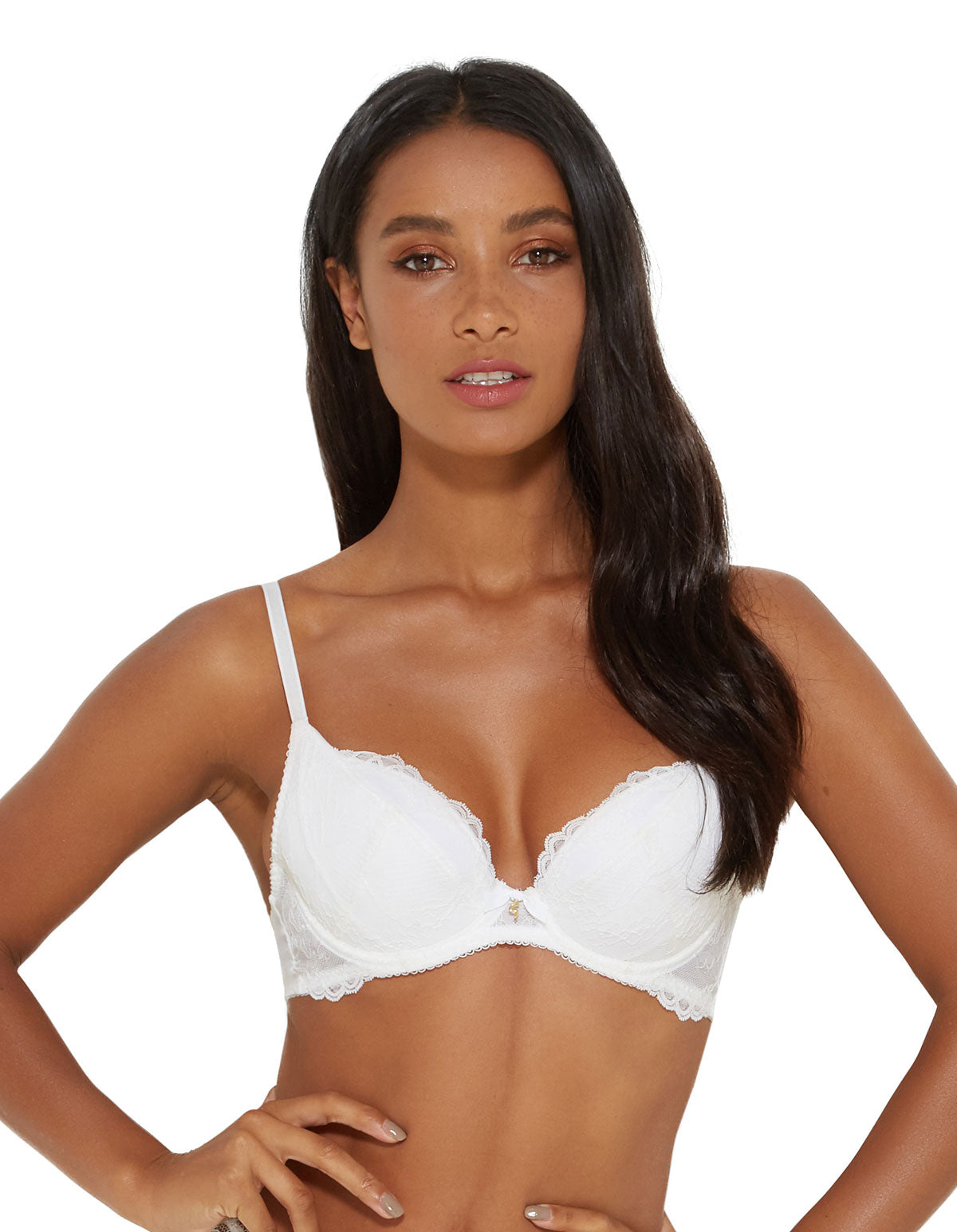 Gossard 7711 Superboost Lace White Embroidered Padded Underwired Padded Bra 42D