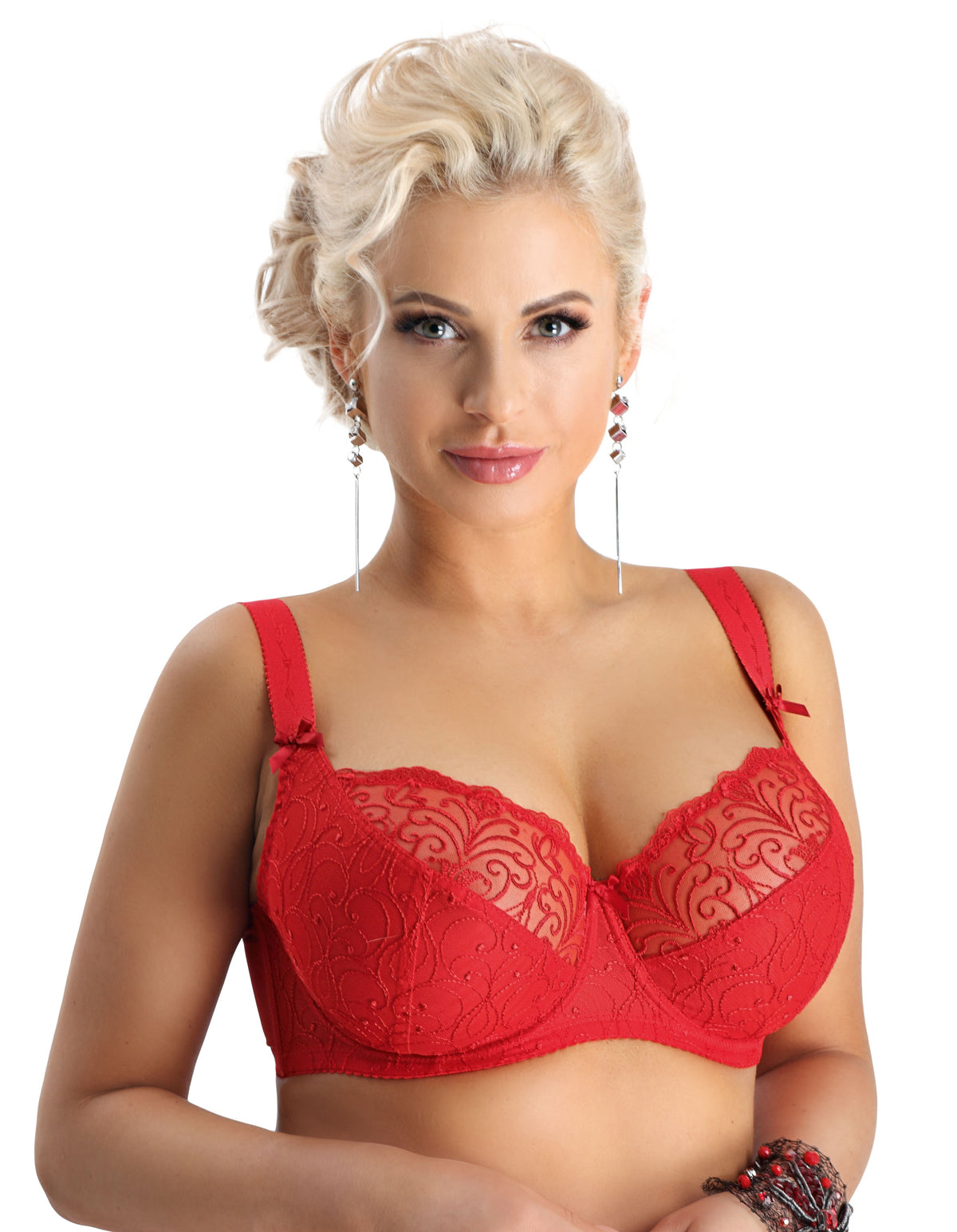 Nessa Sonata Red Floral Lace  Underwired Full Cup Bra