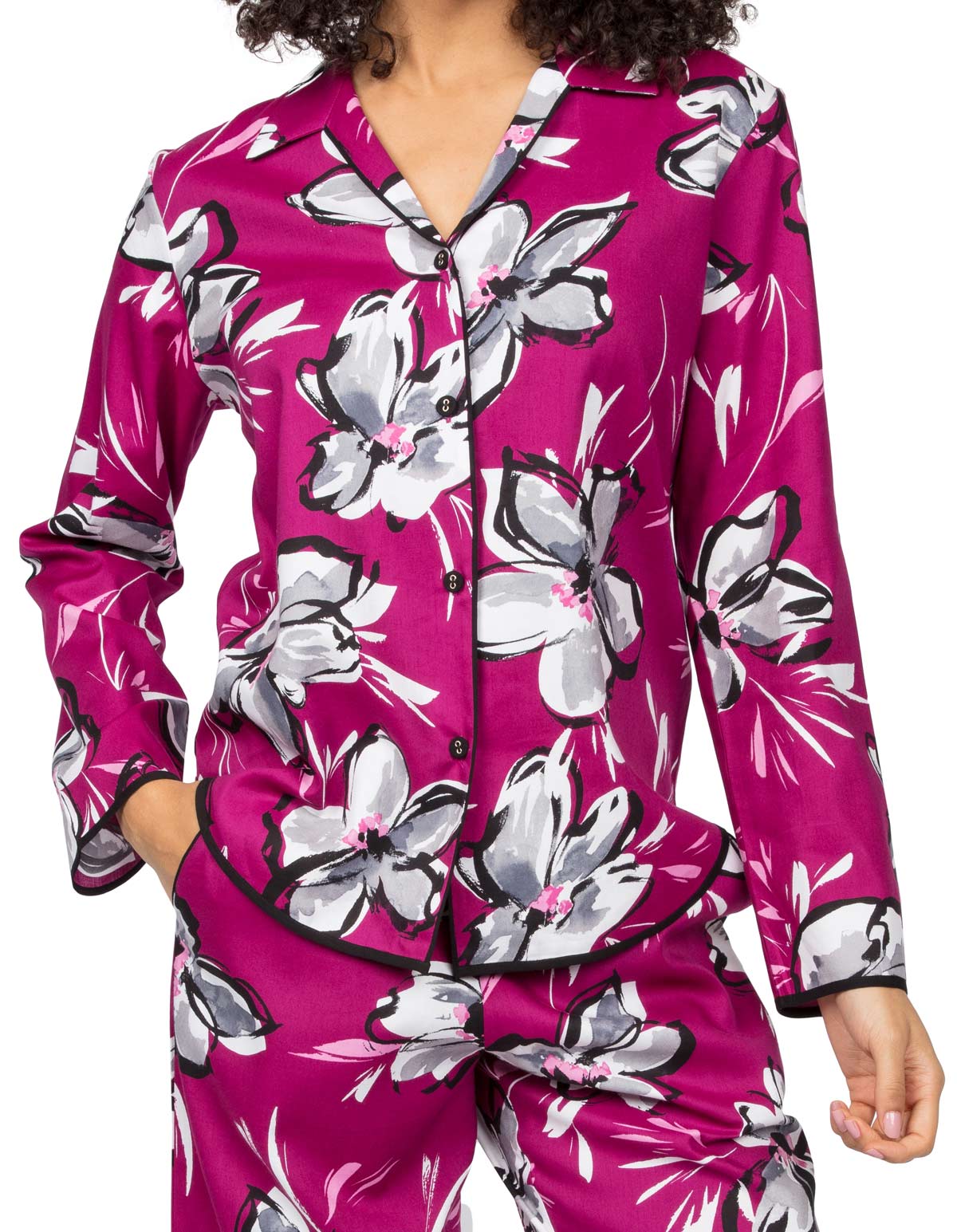 Cyberjammies Natasha 4940 Pink Floral Cotton Pyjama Top 14