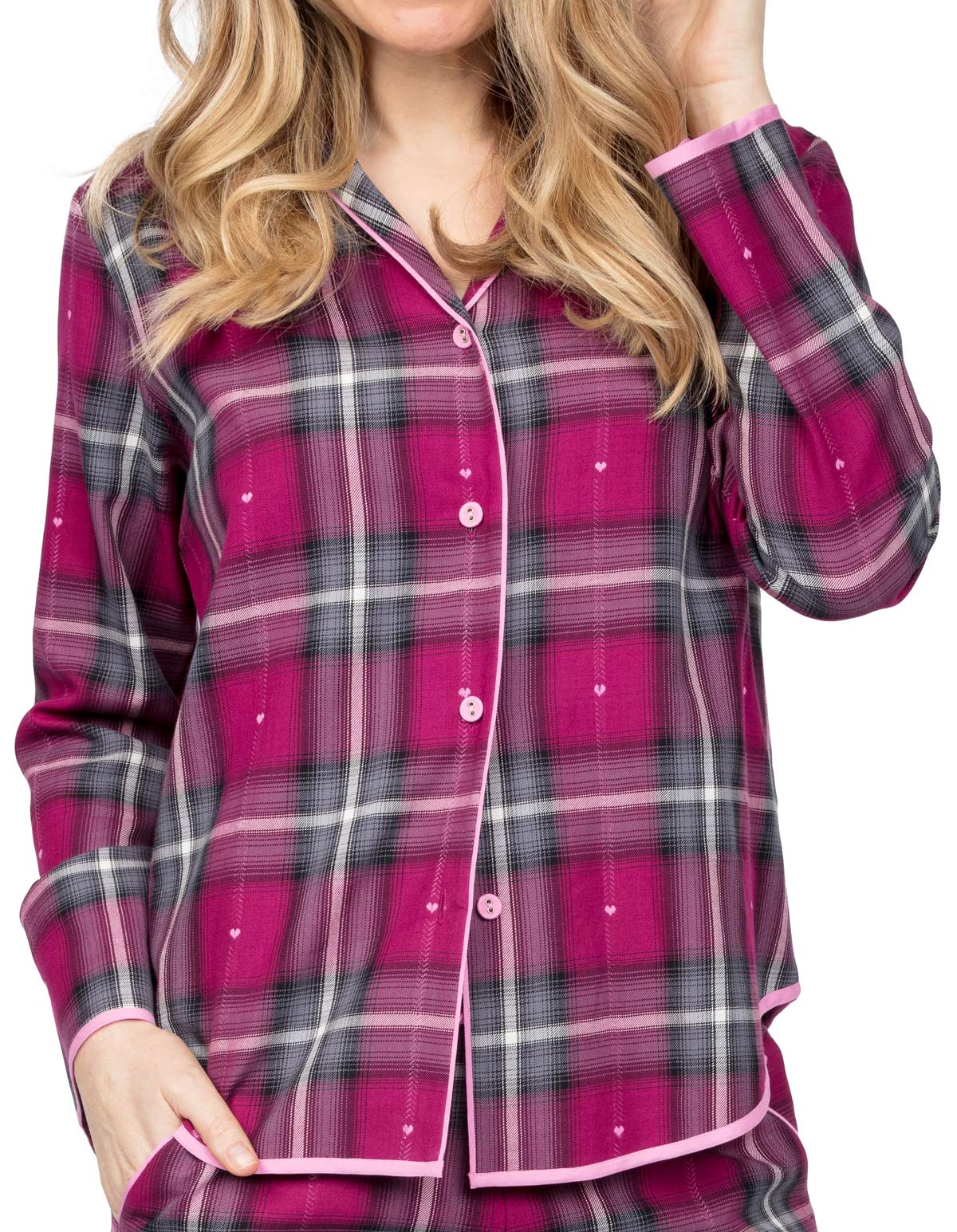 Cyberjammies Natasha 4944 Pink Check Cotton Pyjama Top 12