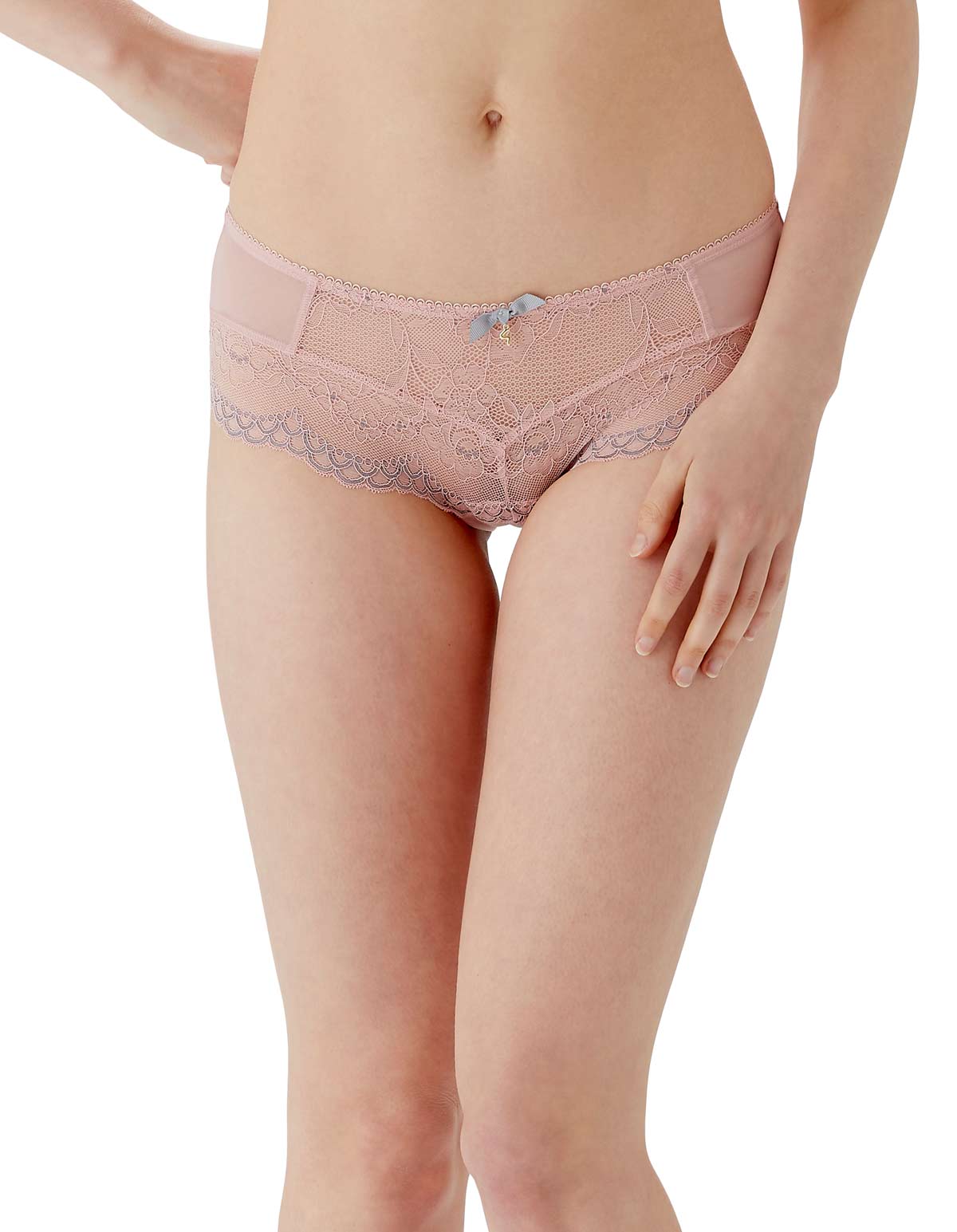 Gossard Superboost Lace 7714-BPS Ballet Pink/Silver Boyshort XSmall