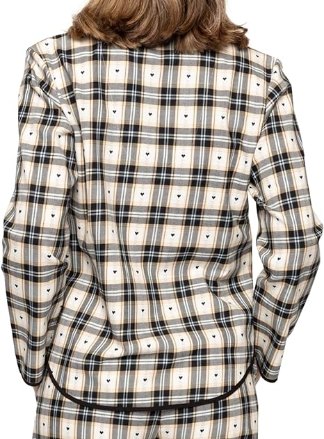 Cyberjammies Beth 9386 Cream Heart Check Cotton Pyjama