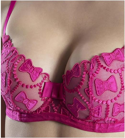 Aubade OC04 Bow Bonbon Pink Embroidered Moulded Half Cup Bra 36C