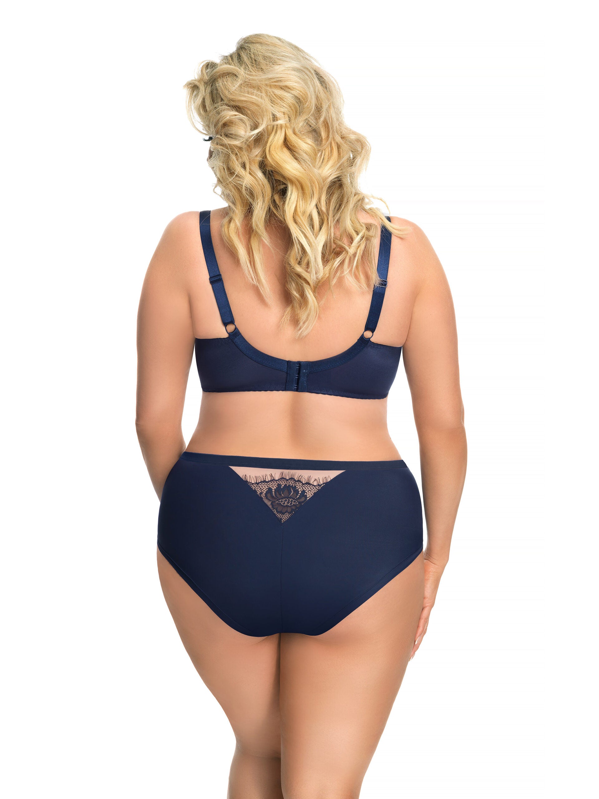 Gorsenia K496 Paradise Navy Blue Lace Non-Padded Underwired Full Cup Bra 100F